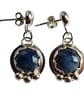 Sterling Silver Earrings with Natural Sapphire Rose Cut Gemstones Jewellery Gift - Image 4