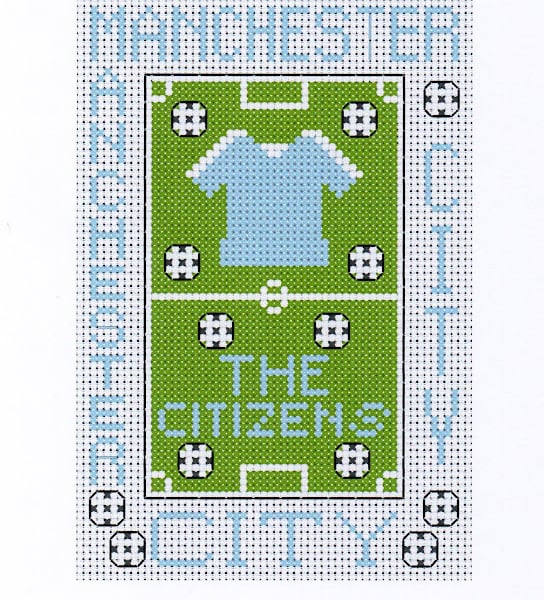 Manchester City Cross Stitch Kit Size 4" x 6"  Full Kit