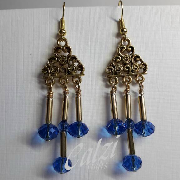 Blue Crystal Dangle Earrings