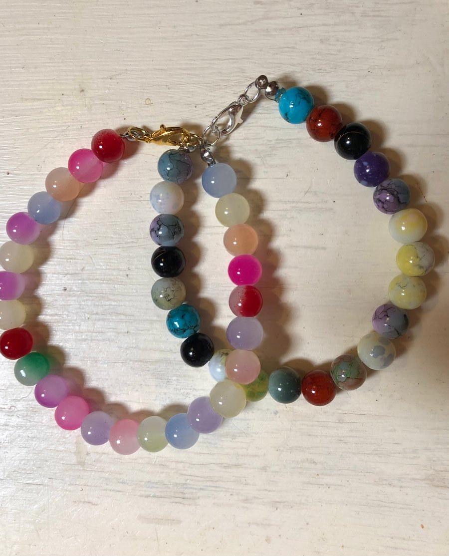 Glass Beaded Bracelets Shadow and Morning 