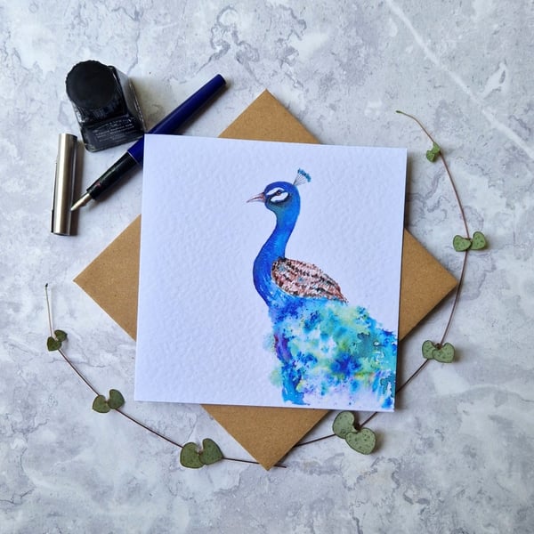 Peacock Card - Customisable Text