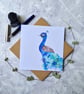 Peacock Card - Customisable Text - Image 1