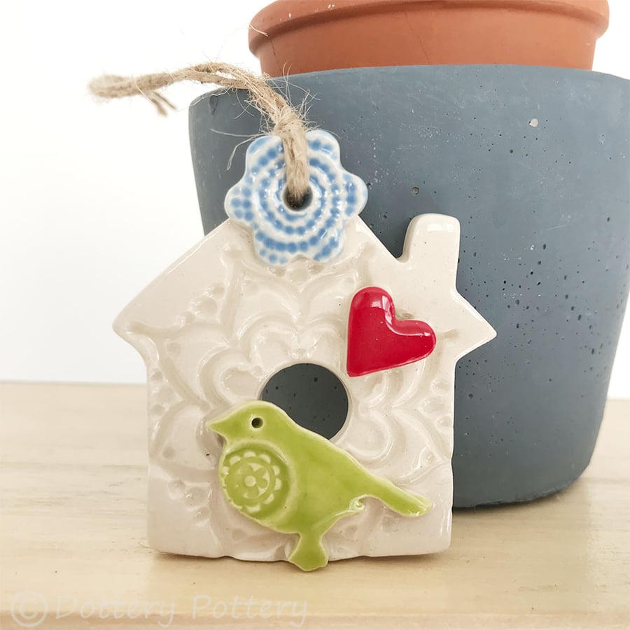 Small Ceramic bird house decoration Pottery bird house 