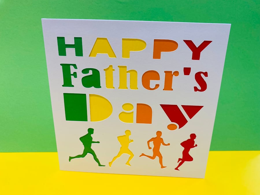 Running Father's Day Card - Card for a Runner - Paper Cut - Dad