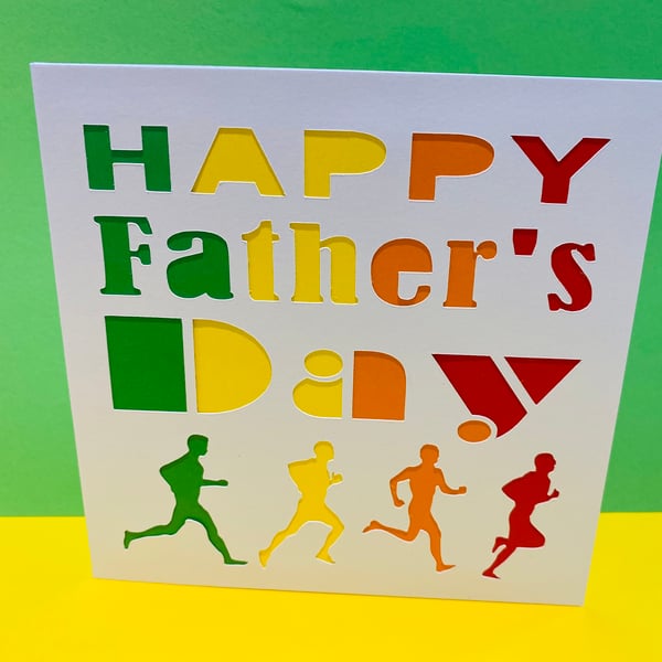 Running Father's Day Card - Card for a Runner - Paper Cut - Dad