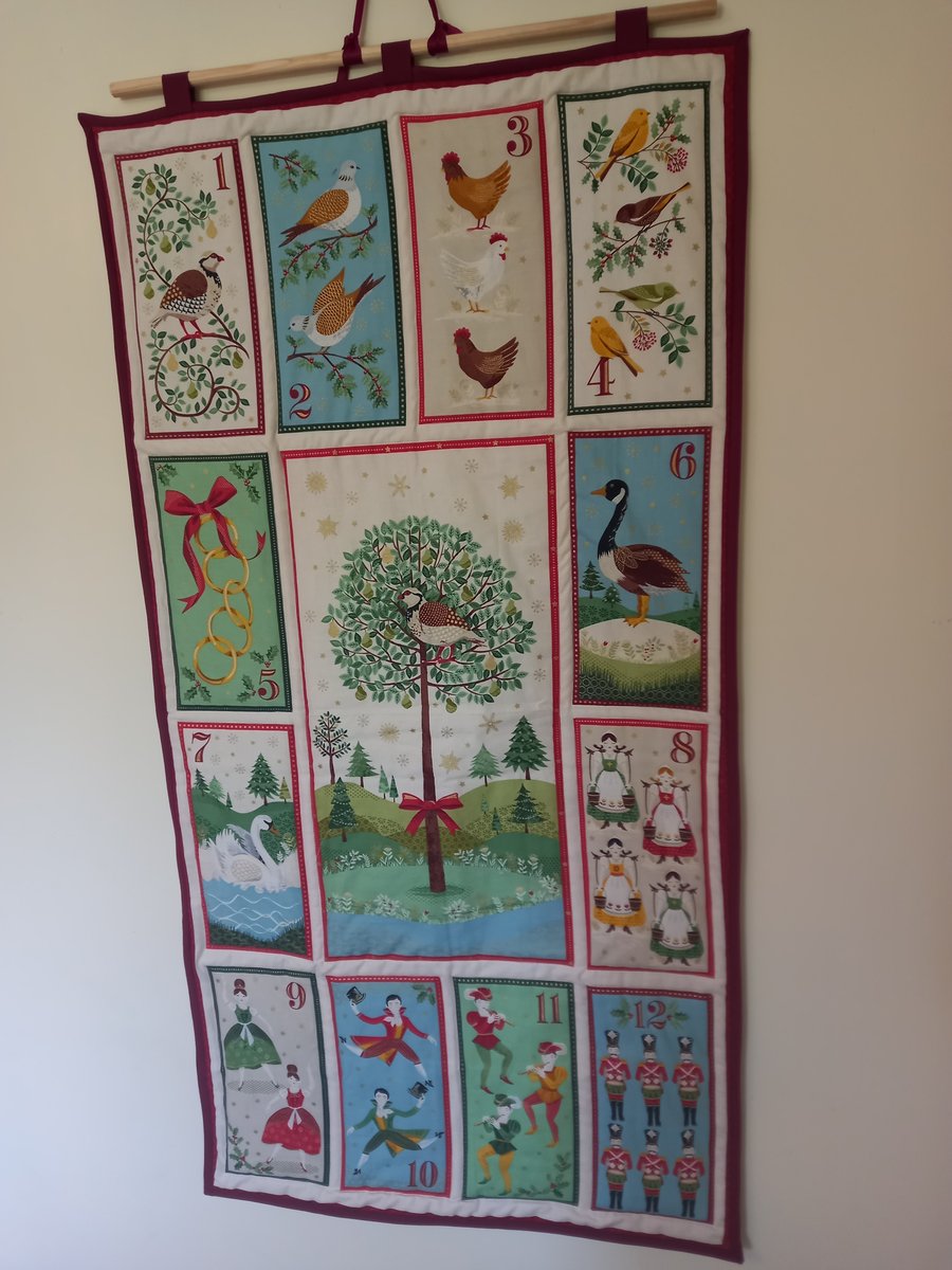 Twelve Days of Christmas quilted fabric wall panel