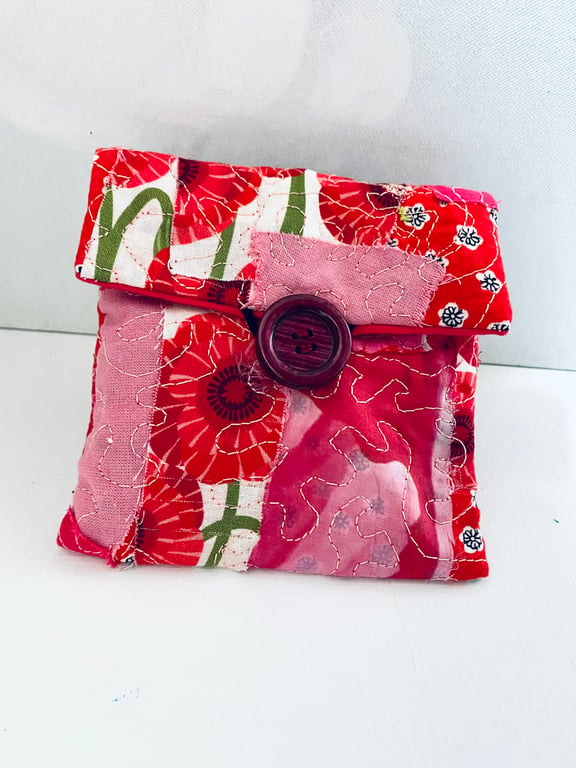  Pink fabric pouch, pretty and practical 