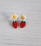 Strawberry and daisy stud dangle earrings - Image 3