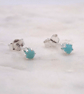 Amazonite Facet 3mm Gemstone 6 Prong Sterling Silver Stud Earrings. - Image 2