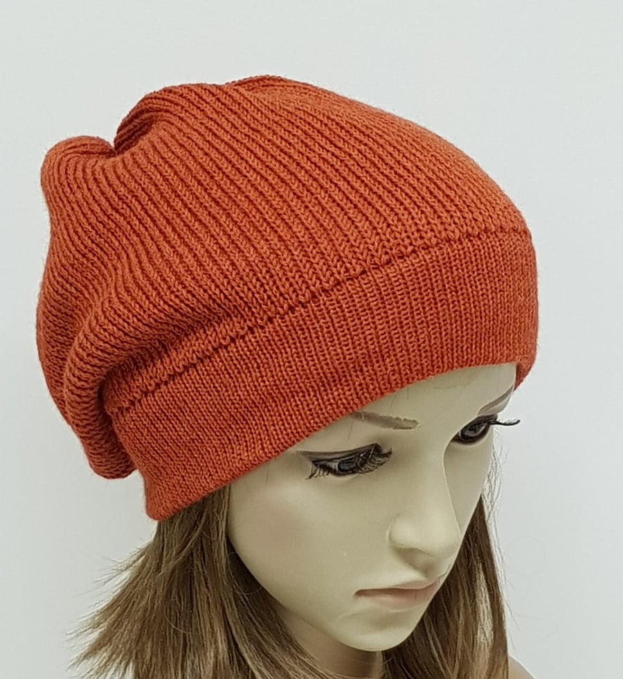 Handmade baggy beanie, knitted alpaca blend beanie hat, slouchy beanie