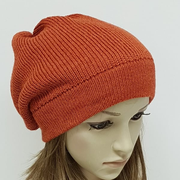 Handmade baggy beanie, knitted alpaca blend beanie hat, slouchy beanie
