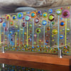 Handmade Fused Glass 'IN THE GARDEN' free Standing Glass Panel.