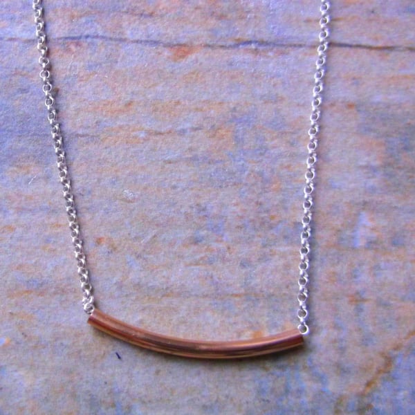 14K Rose Gold Filled Bar Necklace