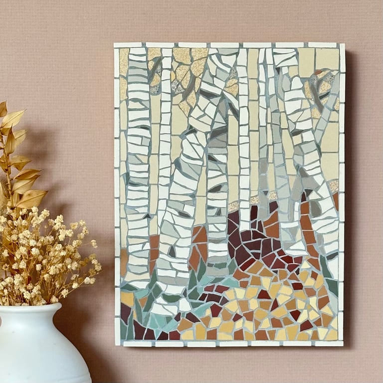 Mosaic Landscape - Autumn Woodland Mosaic Wall Plaque 