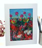 A mixed media painting - red and white wildflowers - letterbox gift - Image 4