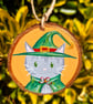 Grey cat witch art, Halloween decoration, Grey cat painting art, Grey cat gift - Image 3