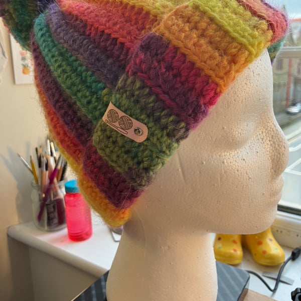 "Holiday Vibes" Crochet Beanie with Pompom