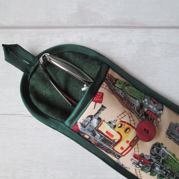 SOLD - Steam Engines Soft Fabric Glasses or Phone Case, Storage Pouch