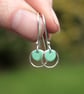 Green enamel dangle earrings, silver earrings - Image 3
