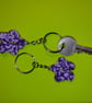 Marbled purple crochet flower keychain - Image 2
