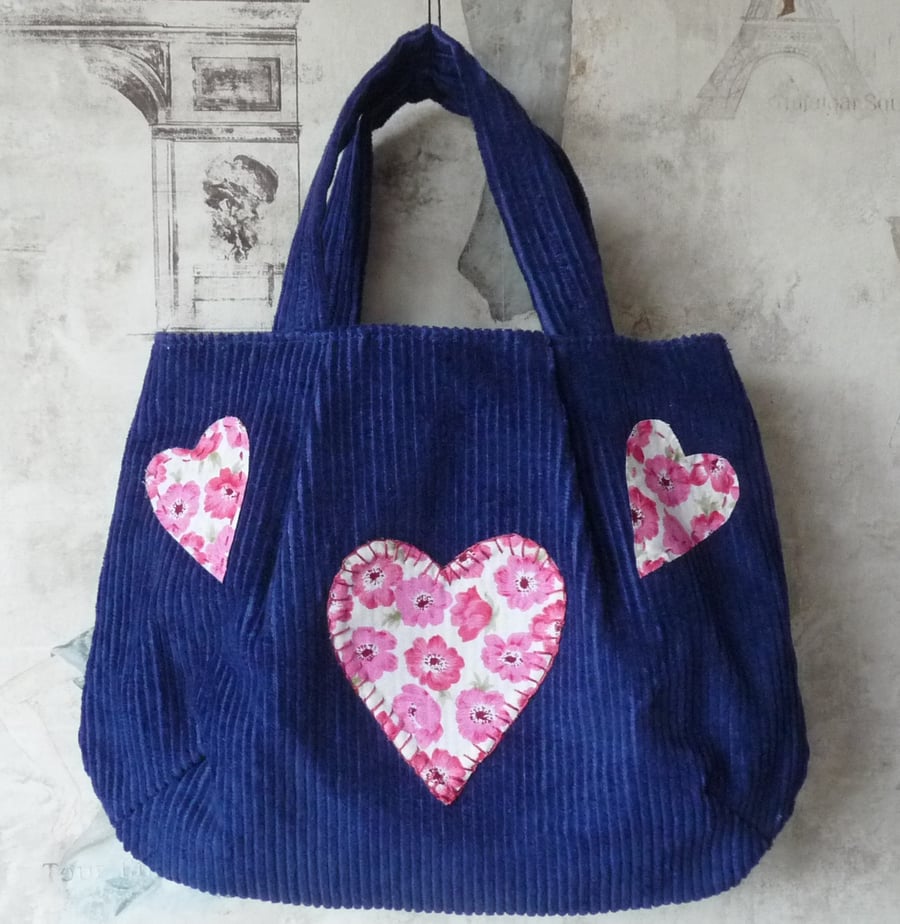 Girl's Blue Cord Tote Bag