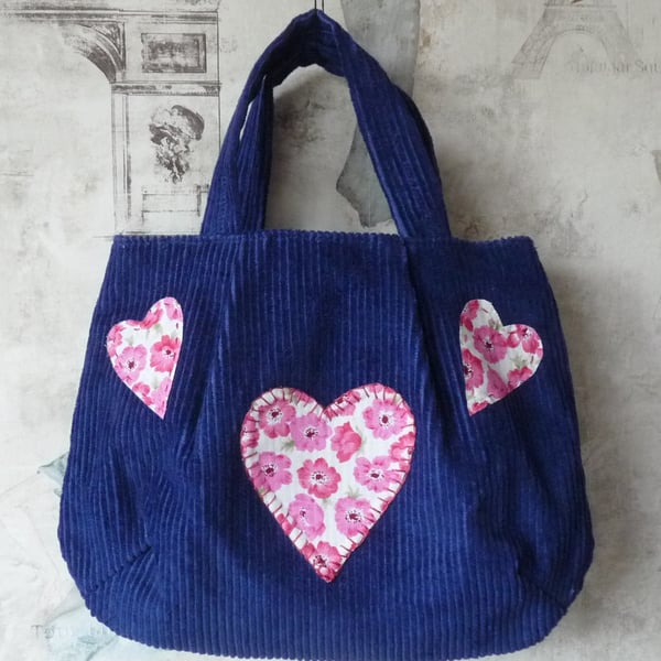 Girl's Blue Cord Tote Bag