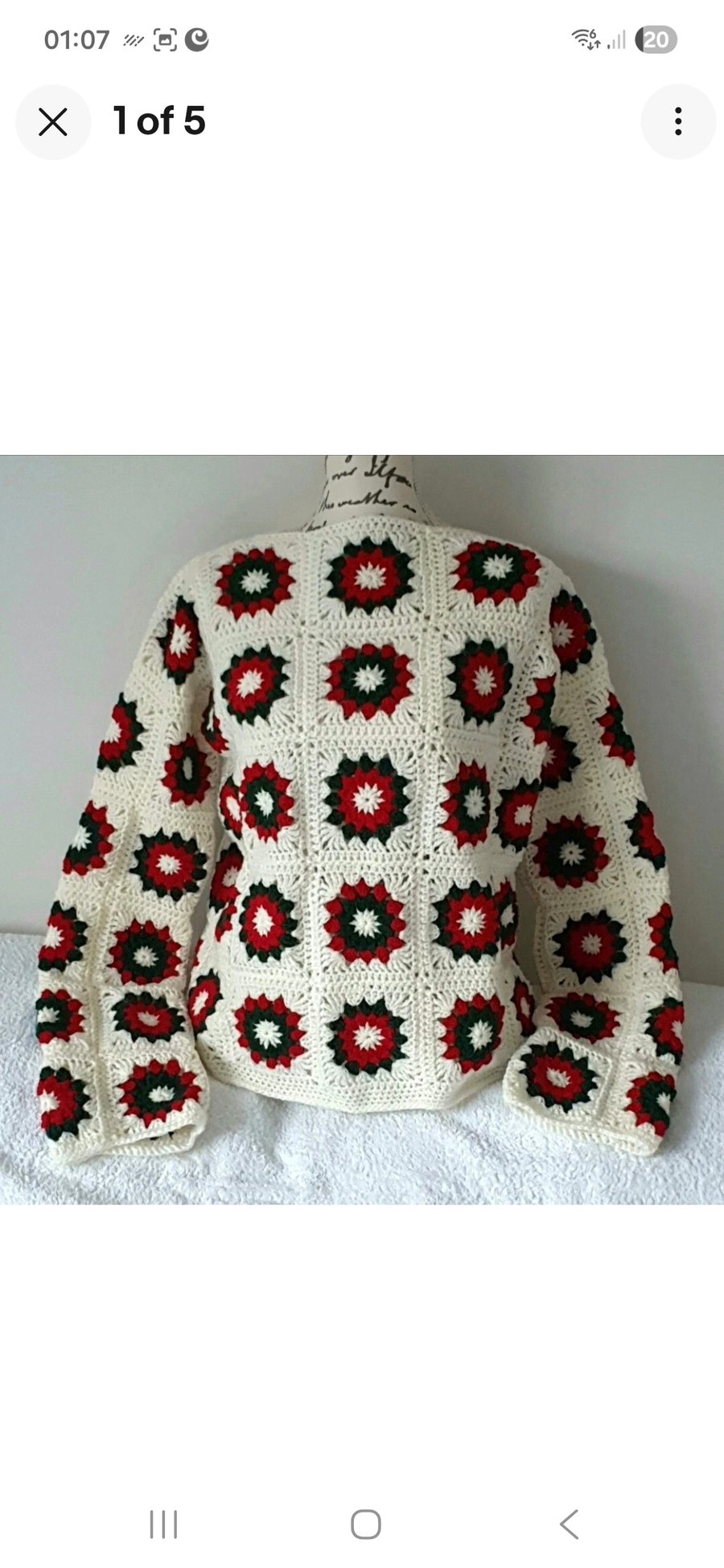 Handmade Crochet Jumper using crochet granny squares. 