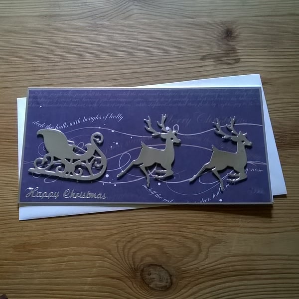 Christmas reindeers with sled card
