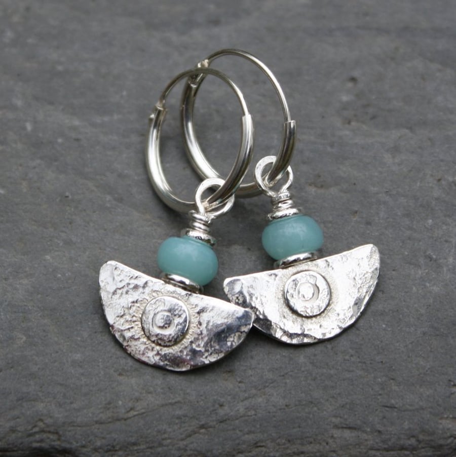 Ulu Earrings , handmade silver and Amazonite drop earrings