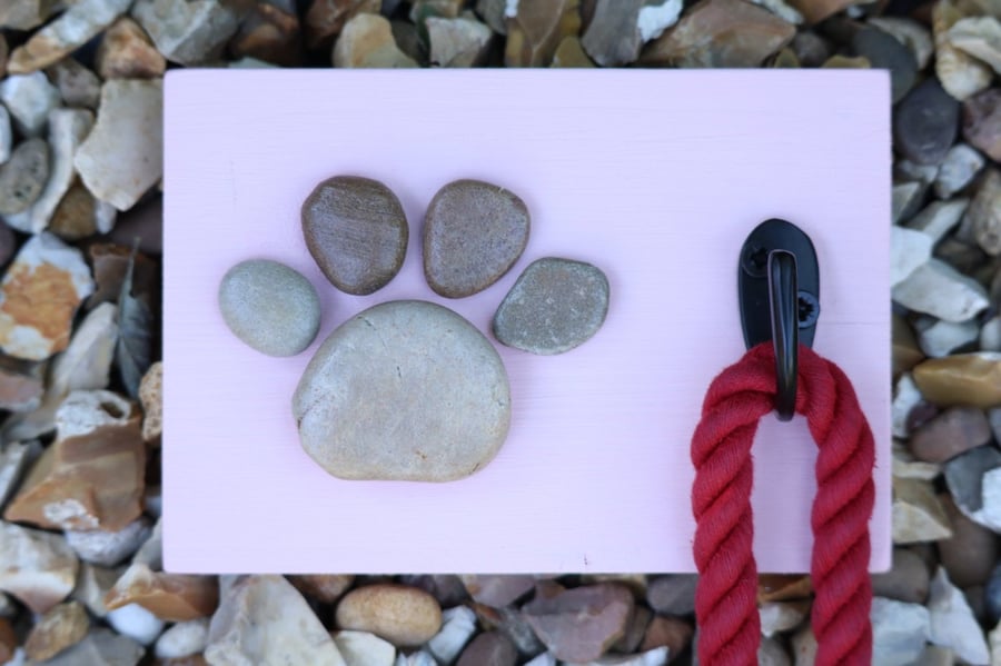 Dog lead holder, Dog lead hook, Pebble art, Gift, Hallway,