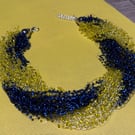 Air Necklace with blue and yellow Beads