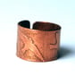 Etched copper bird on wing ring - adjustable size - Image 4