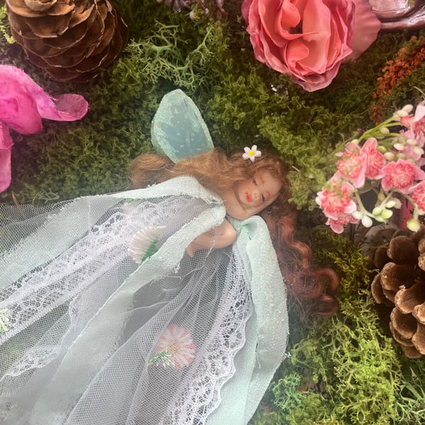 Ooak Baby Fairy, Polymer Clay, Fairy Gift, Sleeping Fairy