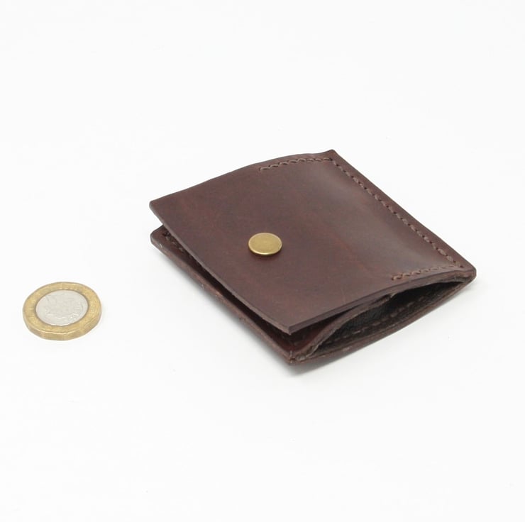 Square brown leather coin purse fold out design Folksy