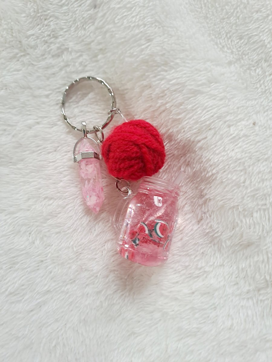 watermelon cocktail keyring knitting crochet inspired resin charm
