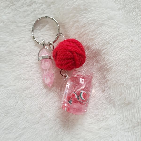 watermelon cocktail keyring knitting crochet inspired resin charm