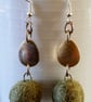 Merino Wool ball earrings with metal charm - Image 3