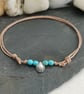 Adjustable cotton cord anklet with turquoise beads and shell charm - Image 8