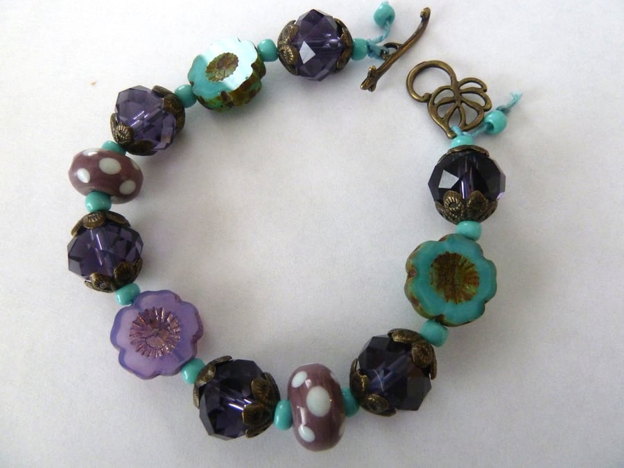 purple and turquoise bracelet