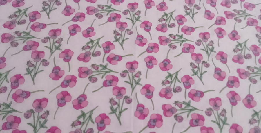 Liberty Tana Lawn Fabric 10inch Square - ROS Pink Floral Pansy