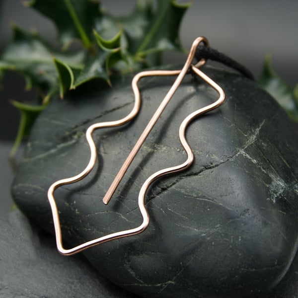 Holly Leaf Hammered Copper Pendant