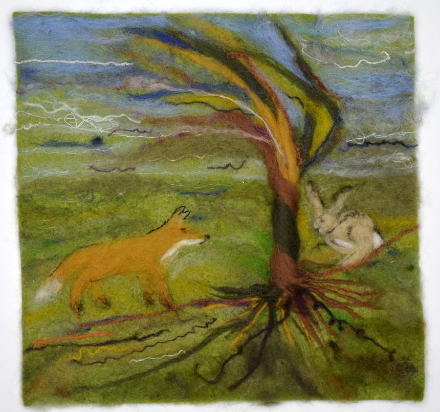 The wildlife near Capernwray castle, Fable inspired felt artwork.