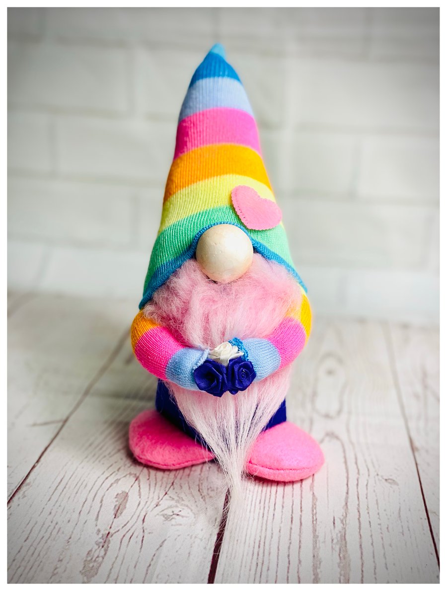 Pastel Pink Rainbow Gnome 7inches