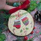 Christmas Mittens hand-painted log slice Christmas decoration 