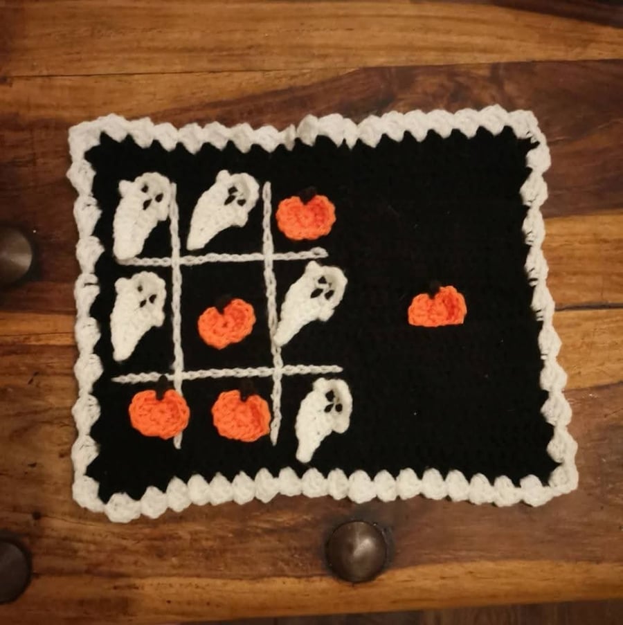 Handmade Crochet Halloween Tic-Tac-Toe Set