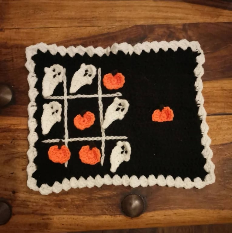 Handmade Crochet Halloween Tic-Tac-Toe Set