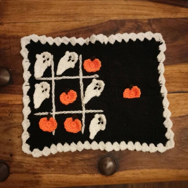 Handmade Crochet Halloween Tic-Tac-Toe Set