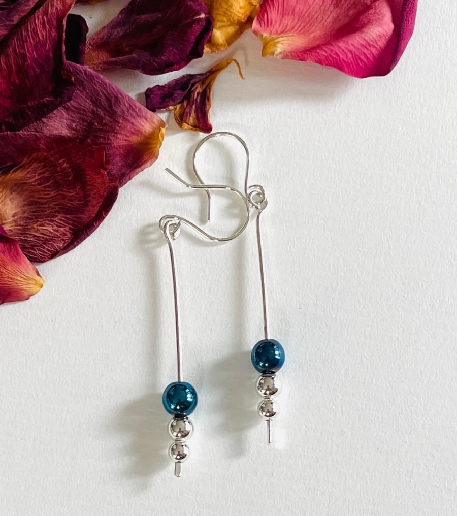 Sterling silver matchstick earrings 