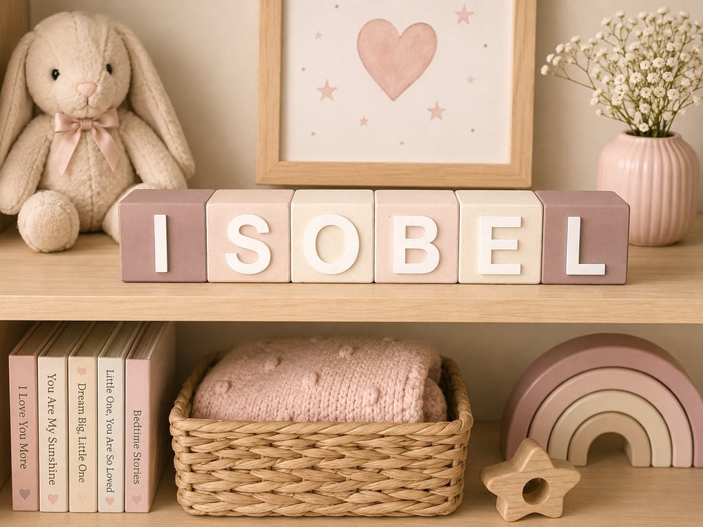 Personalised Wooden Name Blocks – Pink & Neutral Nursery Decor