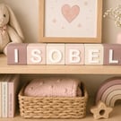 Personalised Wooden Name Blocks – Pink & Neutral Nursery Decor